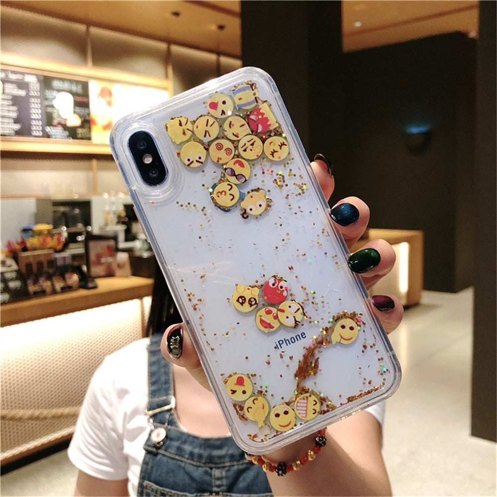 Cute Apps Icon Emoji Liquid Glitter Quicksand  Case for iPhone