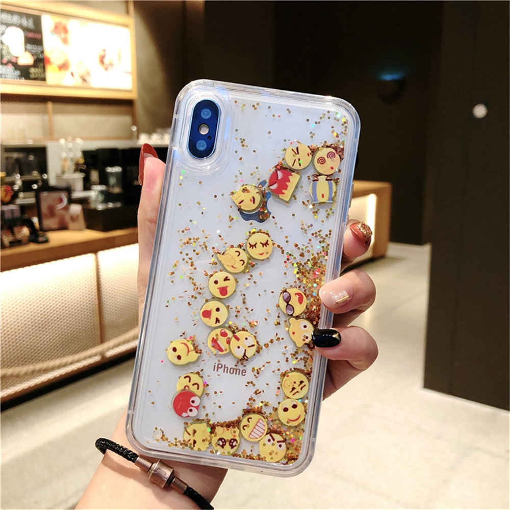 Cute Apps Icon Emoji Liquid Glitter Quicksand  Case for iPhone