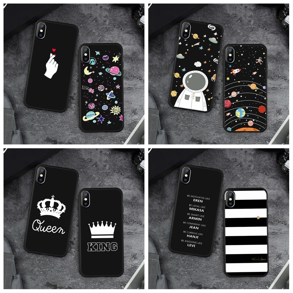 Silicone Cover Couple Case For iPhone